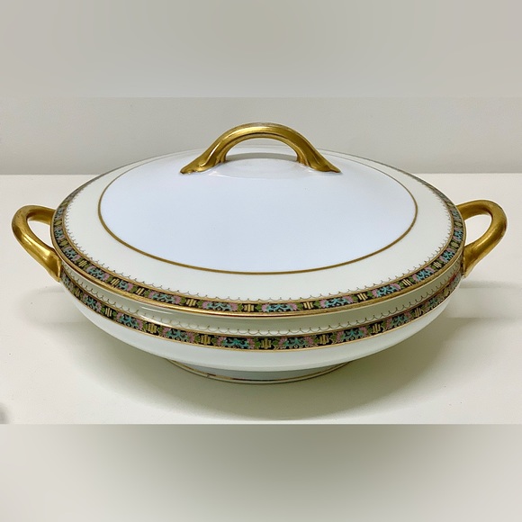 Early 20th Century NORITAKE M JAPAN CHATILLON Gold Trim Lidded Vegetable Bowl - Picture 12 of 16